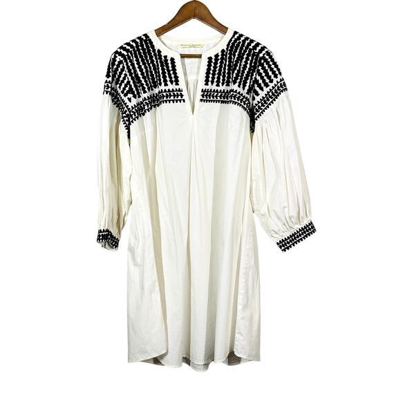 Wayward Fancies Eshakti Shift Dress Embroidered A Line White Black - 2XL - Picture 1 of 4